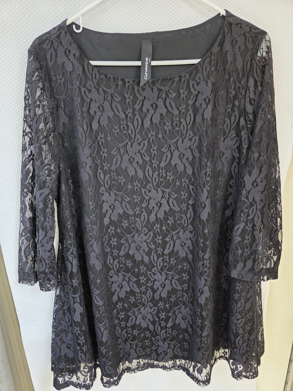 Lace Overlay Women's Blouse - Black -